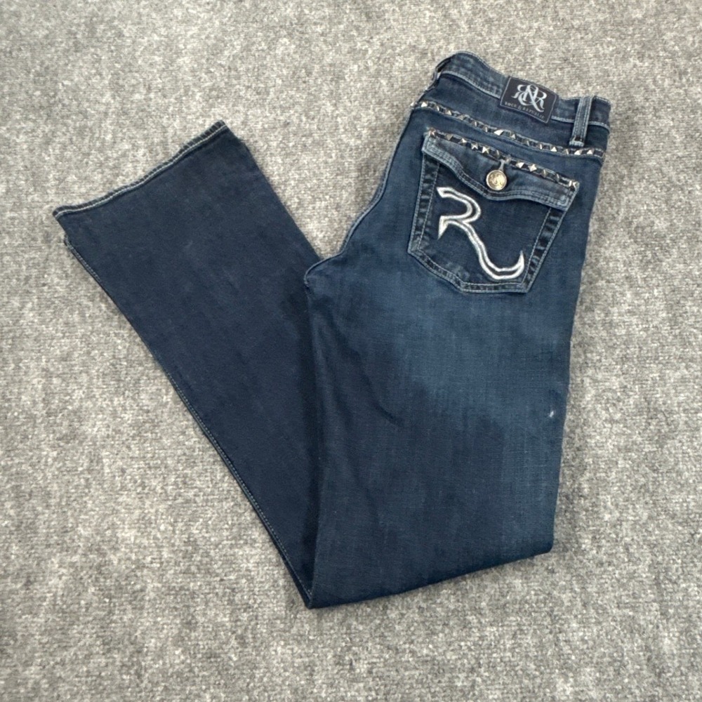 Rock Republic Kassandra Jeans Womens 8M Bootcut Studded Y2K Dark Wash Stretch